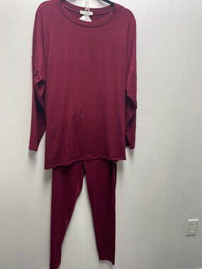 Zenana Dark burgundy Plus-Pant Suit-omg2504